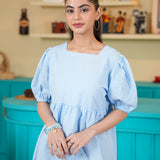 Peplum Top With Bubble Sleeves (SSGTU-957)