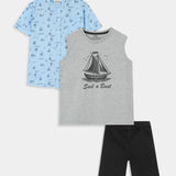 Shirt, T-Shirt And Short Set (SST-182)