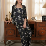 Printed Bell Bottom With Embroidered Kimono (DGFS-27)