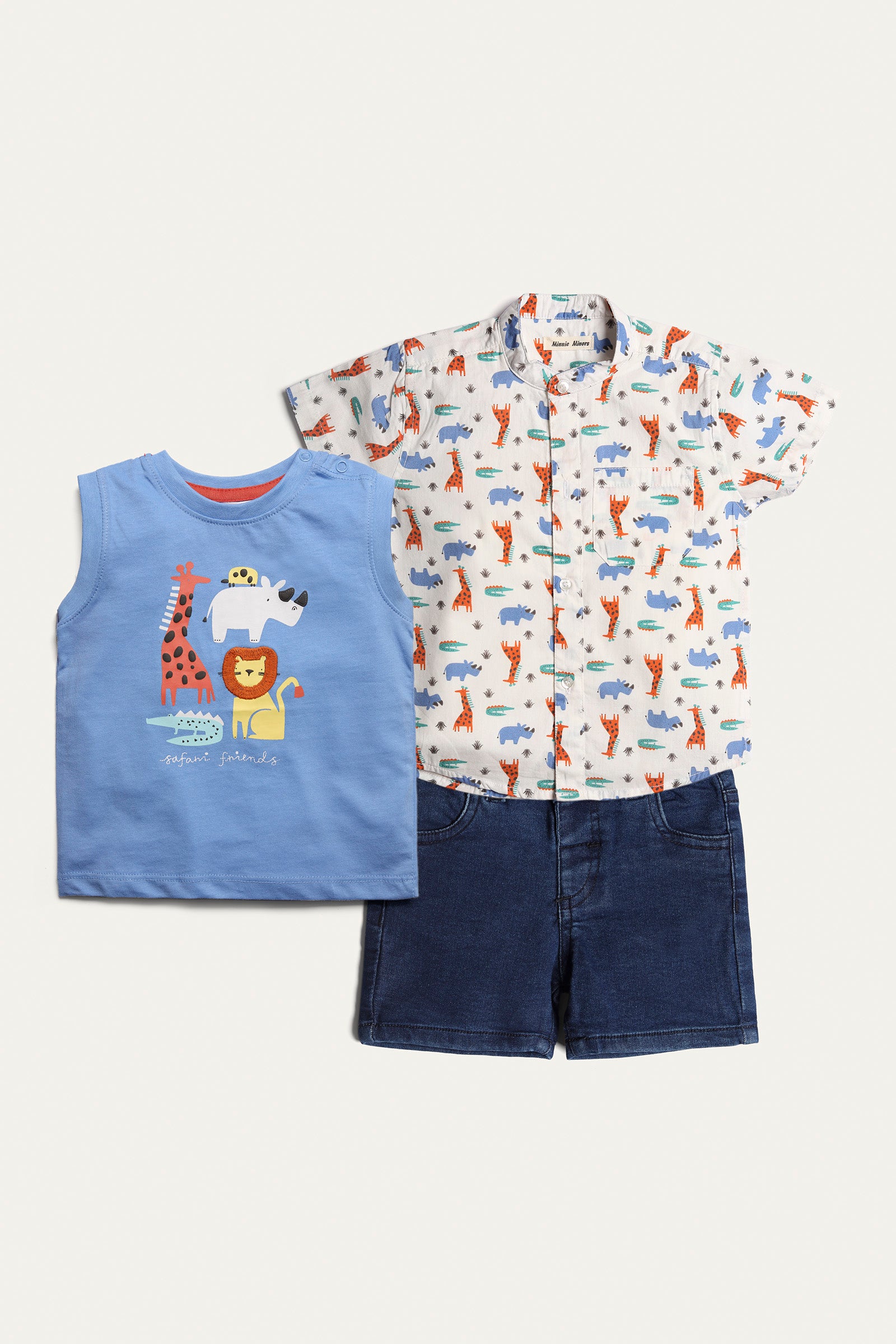 GRAPHIC T-SHIRT WITH SHORTS AND SHIRT (IDTSS-029)