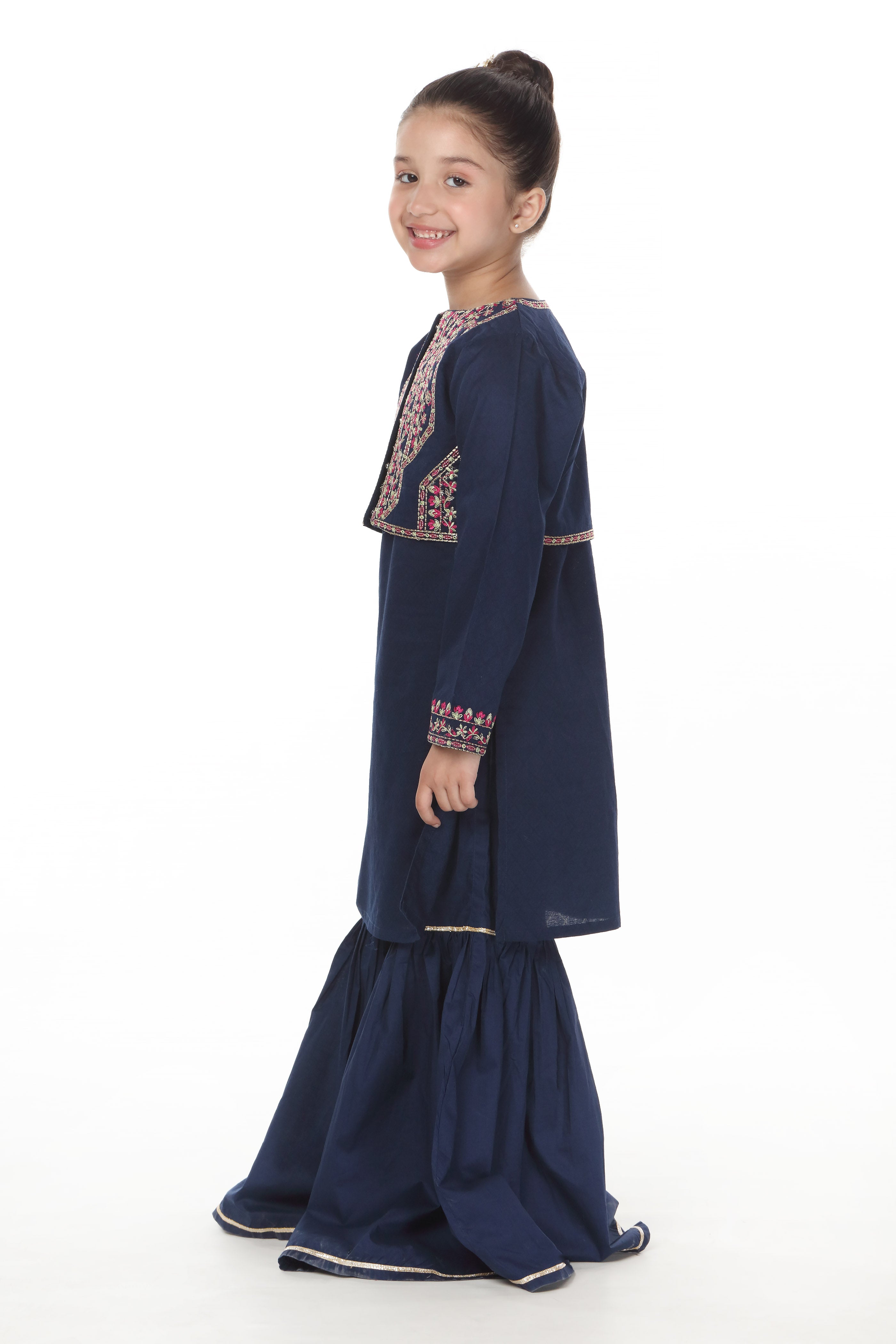 Embroidered kameez with Waistcoat and Gharara (GSK-495)